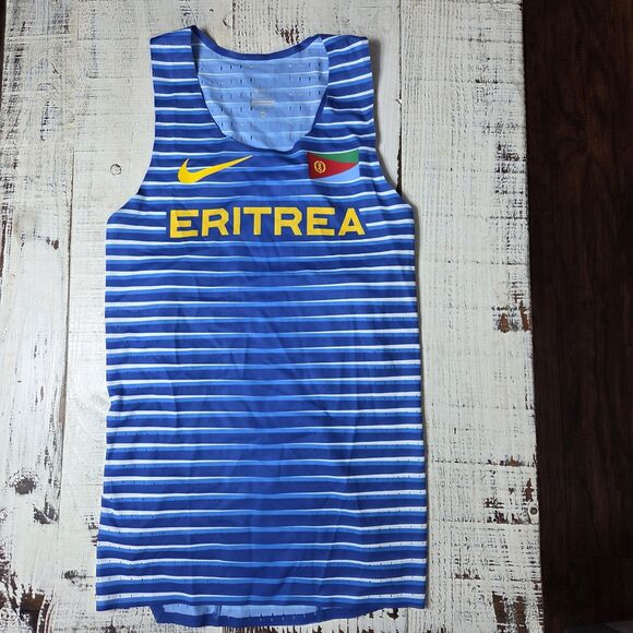 NIKE Pro Elite Eritrea Singlet Sz XS Womens Blue Red Track & Field Racing MUSA